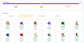 Morning homework check-in with class progress