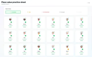 Morning homework check-in with class progress
