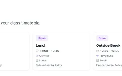 Teacher personal dashboard with today's teaching schedule
