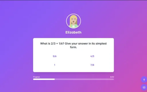 Student answering a fractions exit ticket question on the classroom screen