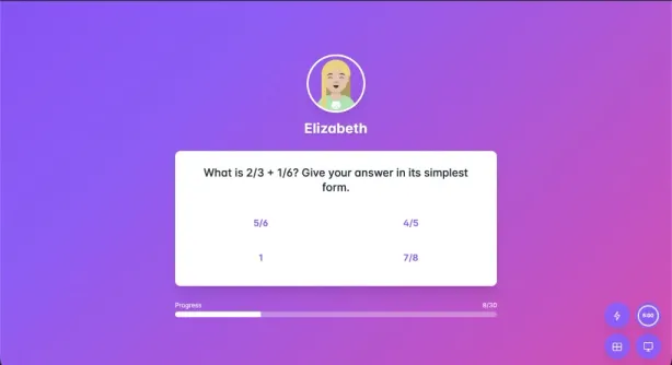 Student answering an exit ticket question on the classroom screen