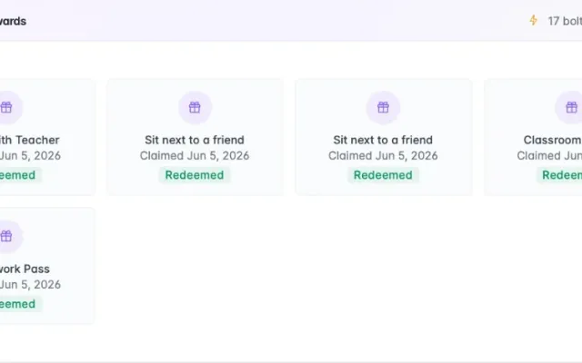 Claimed rewards showing class points spent at the reward store