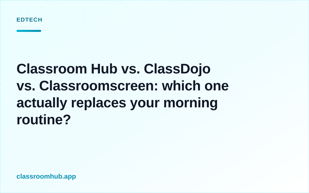 Classroom Hub vs. ClassDojo vs. Classroomscreen: which one actually replaces your morning routine? — Classroom Hub