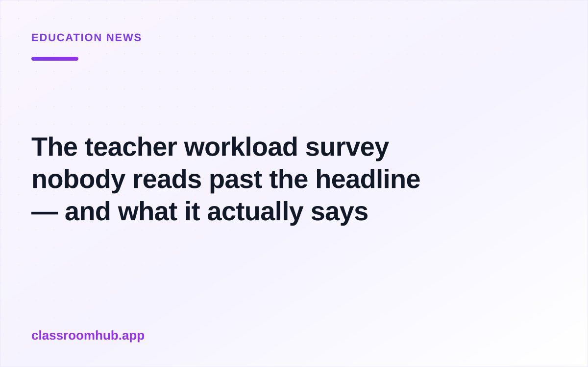 The teacher workload survey nobody reads past the headline — and what it actually says — Classroom Hub